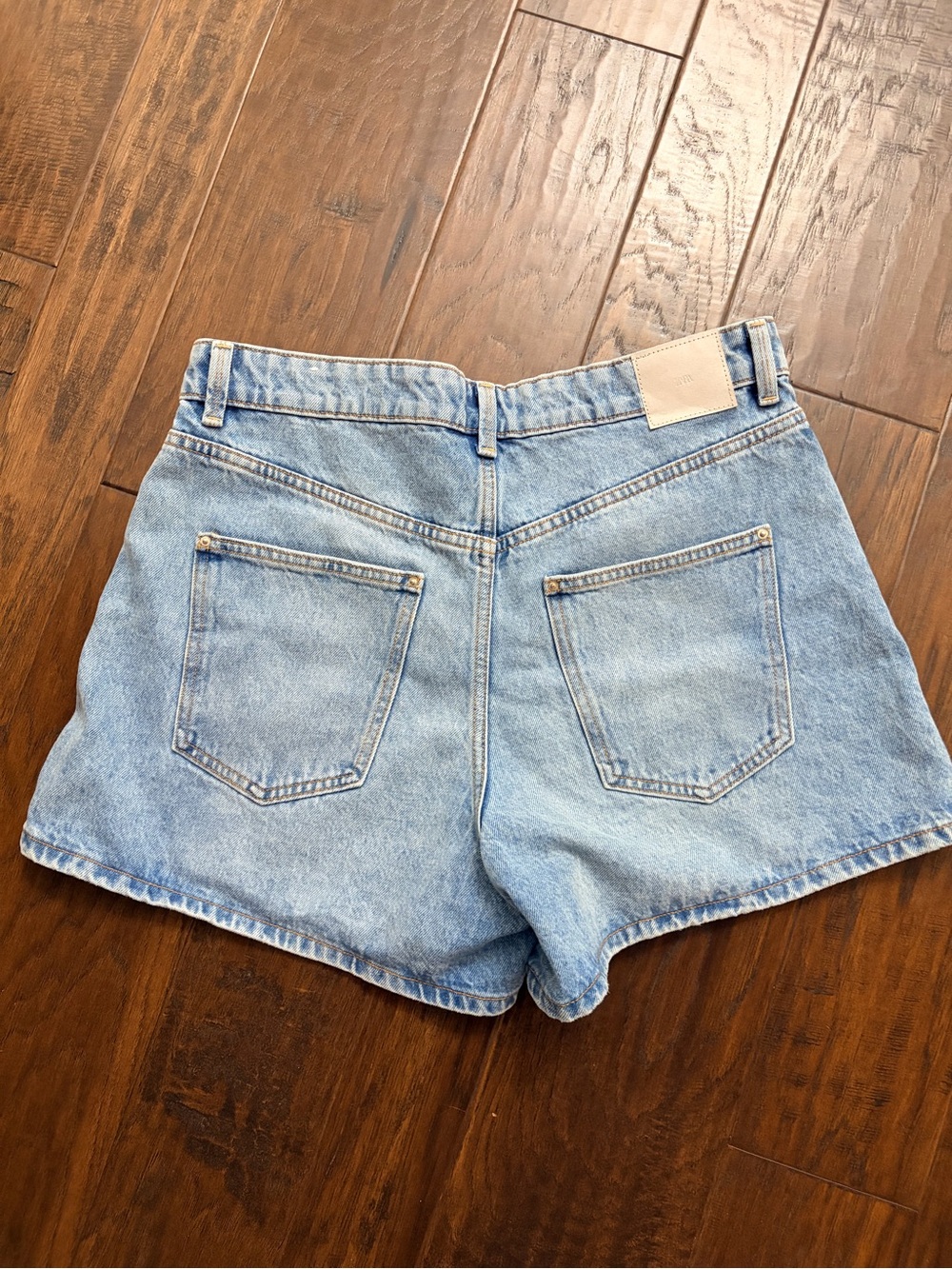 Zara Light Blue High-Rise Denim Shorts - Picture 4 of 5